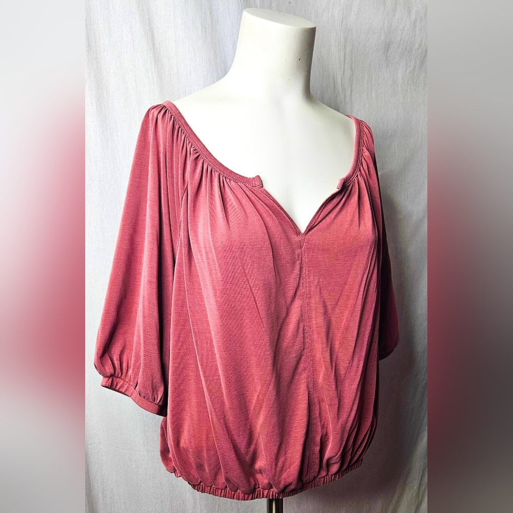 Lucky Brand Women's Dusty Rose Mauve Blouson Top‎ Size L